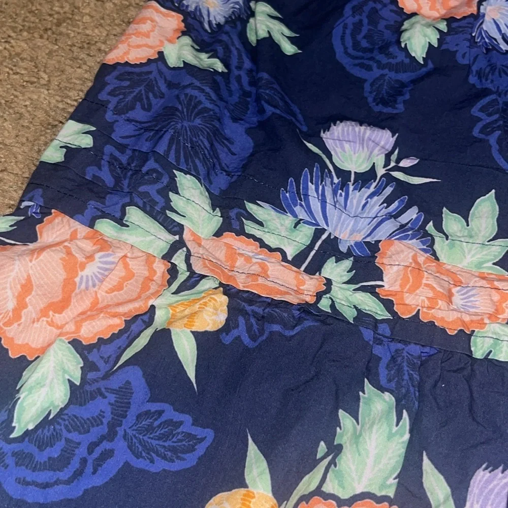 Anthropologie Maeve Somerset Maxi Dress Short Sleeve Tier A-Line Navy Floral XS‎